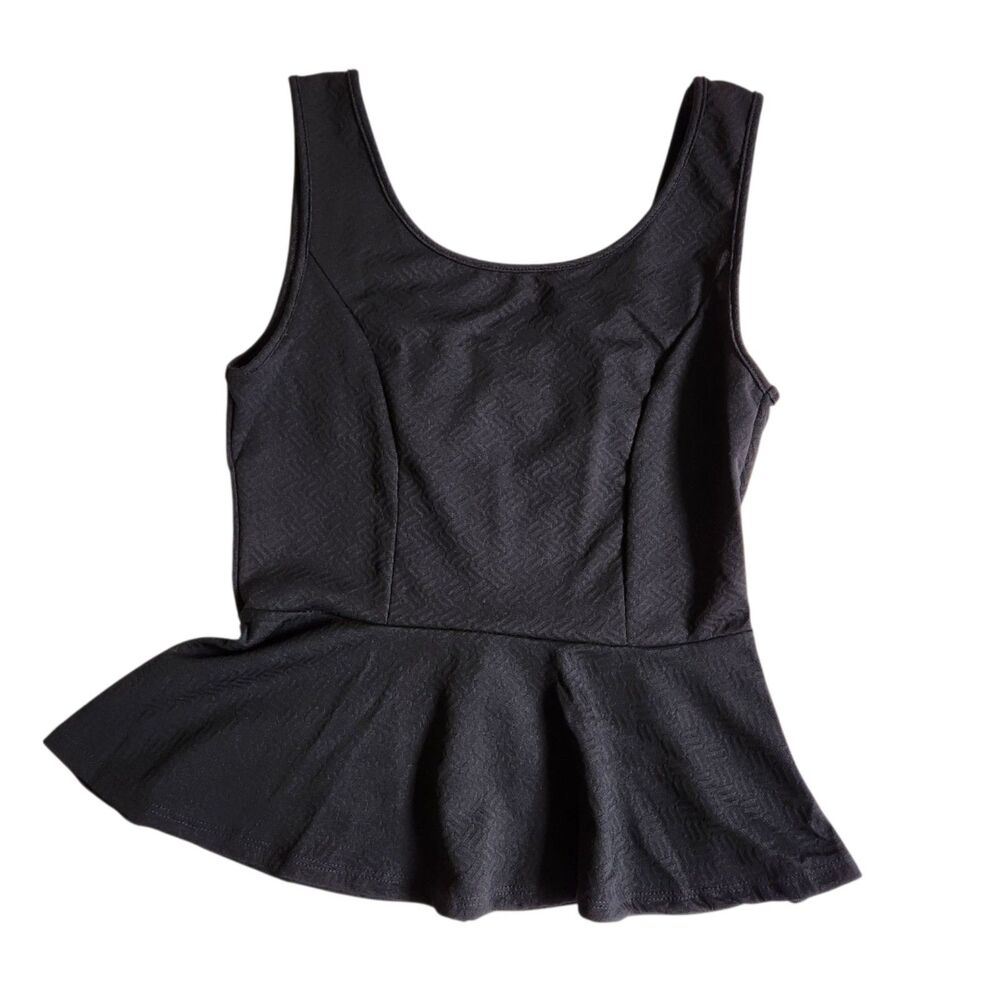 Emma's Closet Black Peplum Tank Top with Bow Sz L